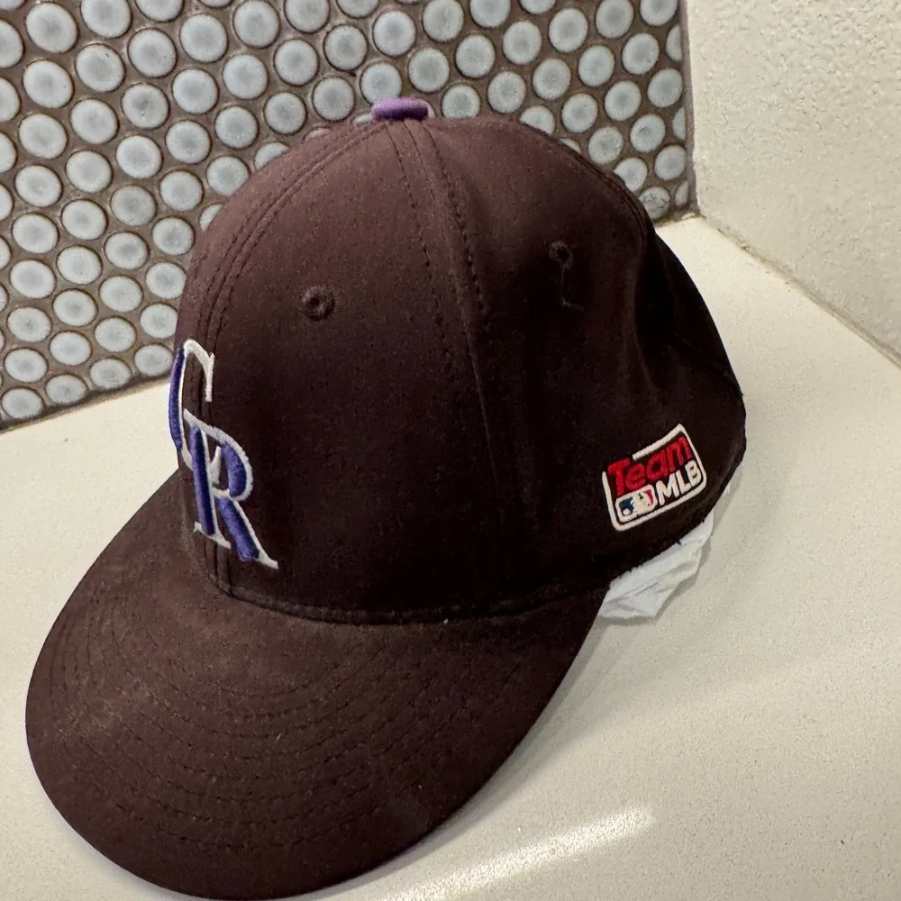 Vintage Colorado Rookies Hat Cap OC Sports Youth MLB Baseball Black Purple Strap